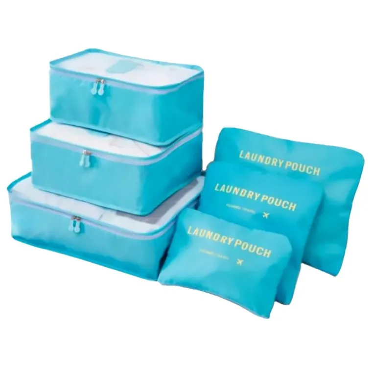 Zestaw organizerów podróżnych do walizki i szafy, jasnoniebieski, 6 szt.