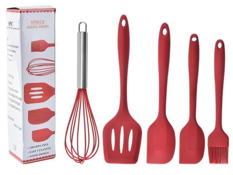Zestaw przyborów kuchennych, 5 elementów, czerwony