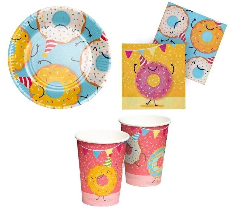 Zestaw urodzinowy, Donut Pączek, 36 elementów