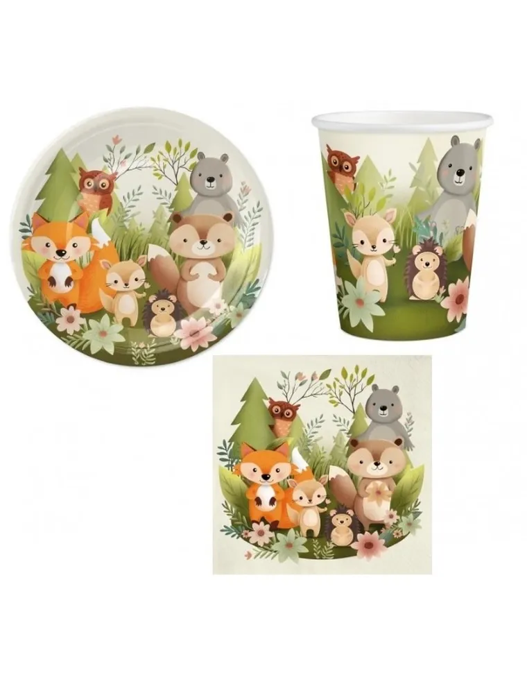 Zestaw urodzinowy, Leśne Zwierzątka, 22 elementy