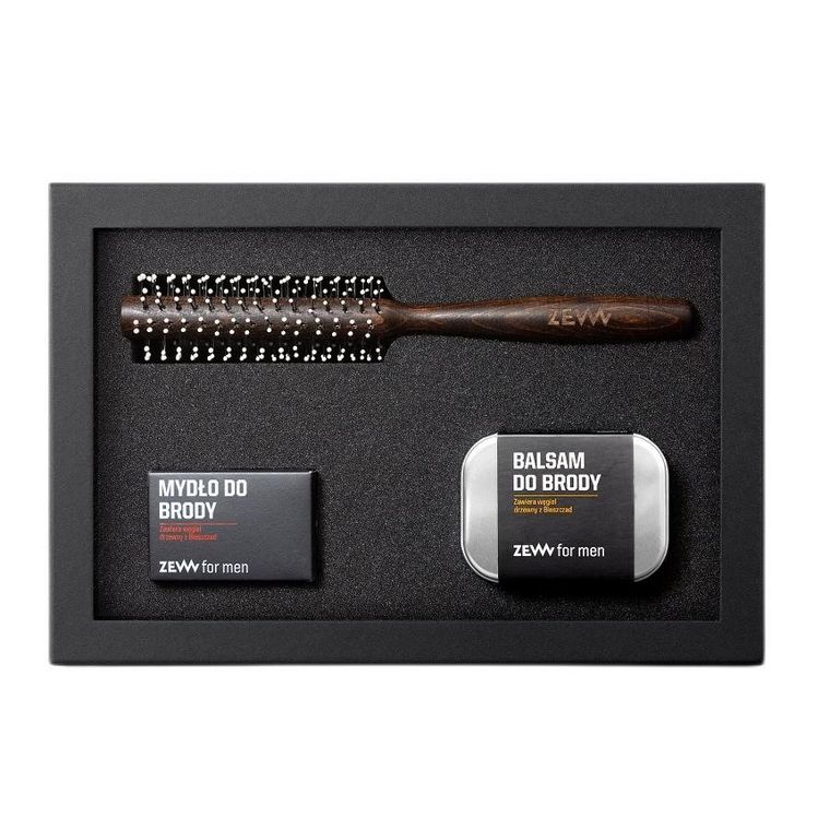 Zew For Men, Broda na Sztorc, zestaw: mydło do brody, 85 ml + balsam do brody, 80 ml + roller do włosów i brody