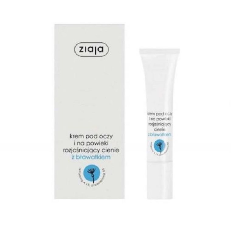 Ziaja, krem pod oczy i na powieki rozjaśniający cienie, Bławatek, 15 ml