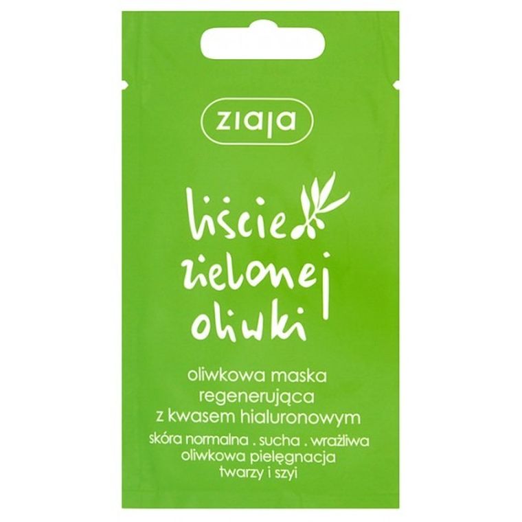 Ziaja, Liście Zielonej Oliwki, oliwkowa maska regenerująca z kwasem hialuronowym, 7 ml