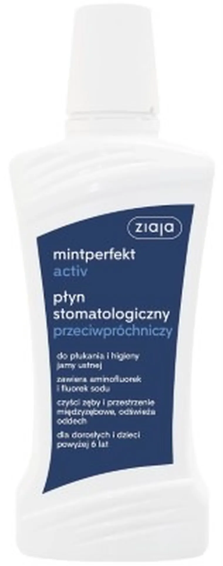 Ziaja, Mintperfekt Activ, płyn do płukania jamy ustnej stomatologiczny, przeciwpróchniczy, 500 ml
