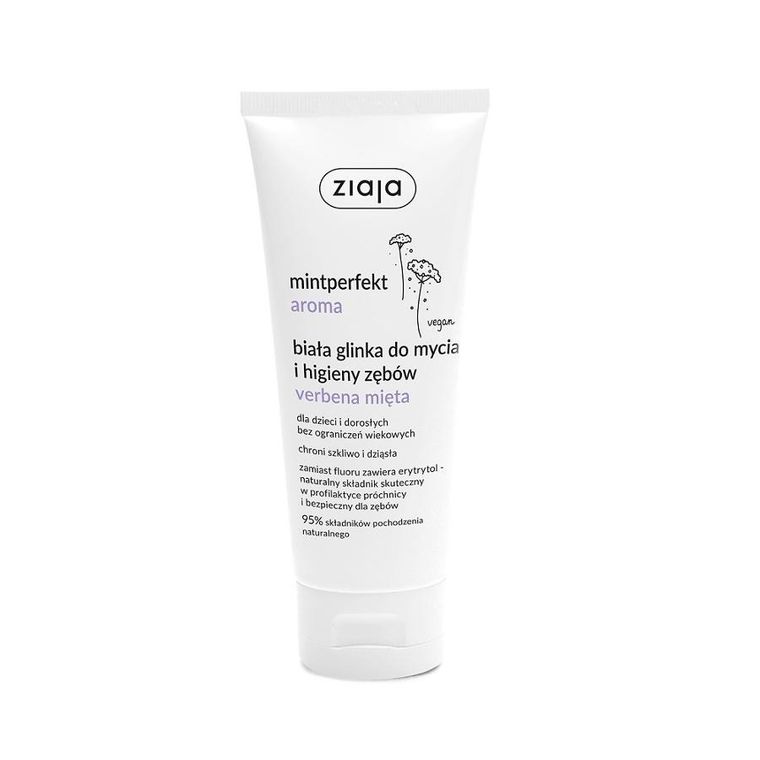 Ziaja, Mintperfekt Aroma, biała glinka do mycia i higieny zębów, Verbena Mięta, 100 ml