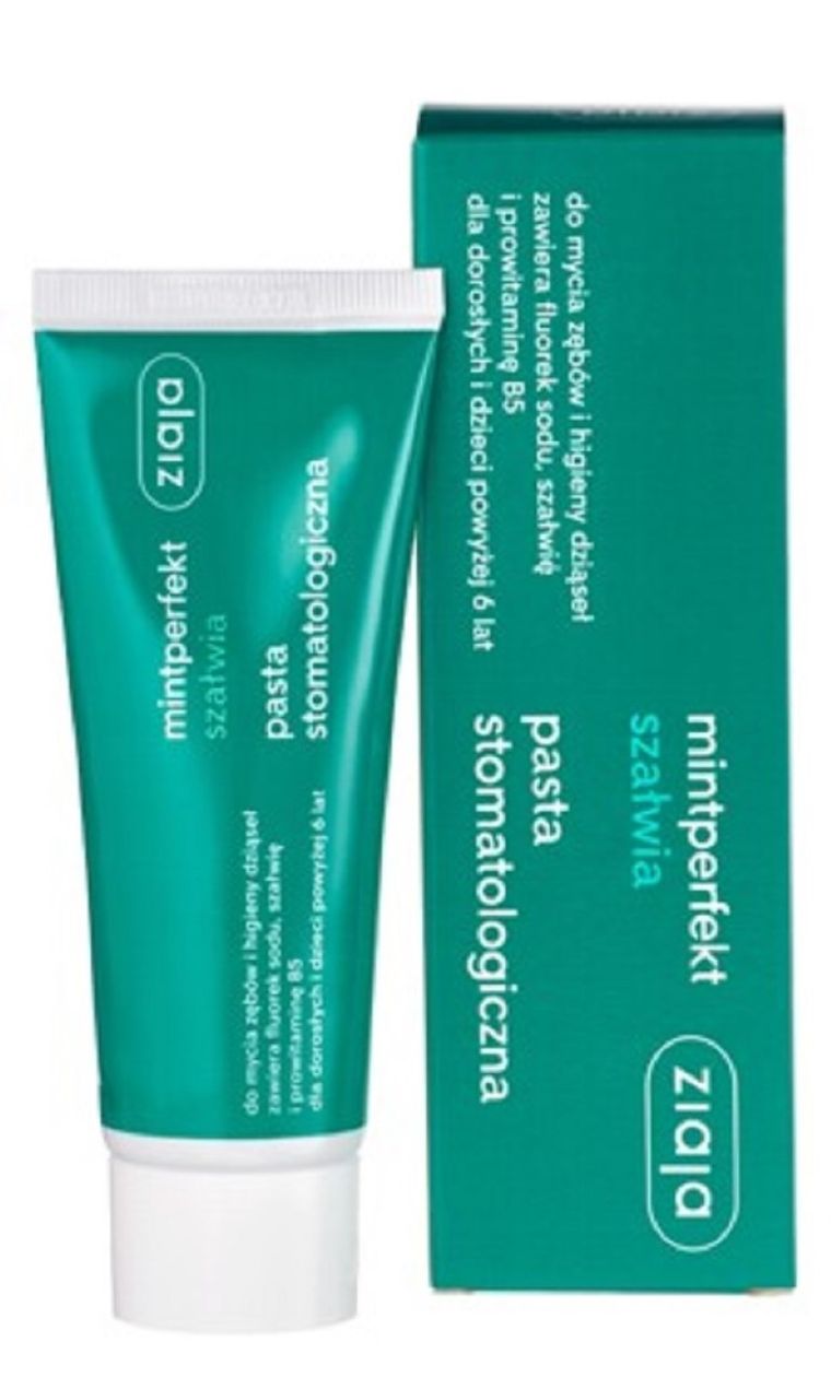 Ziaja, Mintperfekt, pasta stomatologiczna do zębów szałwiowa z fluorem, 75 ml