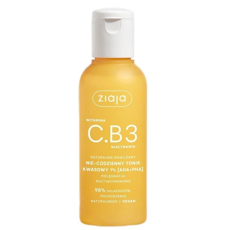 Ziaja, witamina C.B3, nie-codzienny tonik kwasowy 1% (AHA + PHA), 120 ml