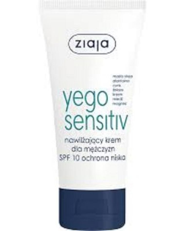 Ziaja, Yego Sensitiv, nawilżający krem dla mężczyzn ochrona niska SPF 10, 50 ml