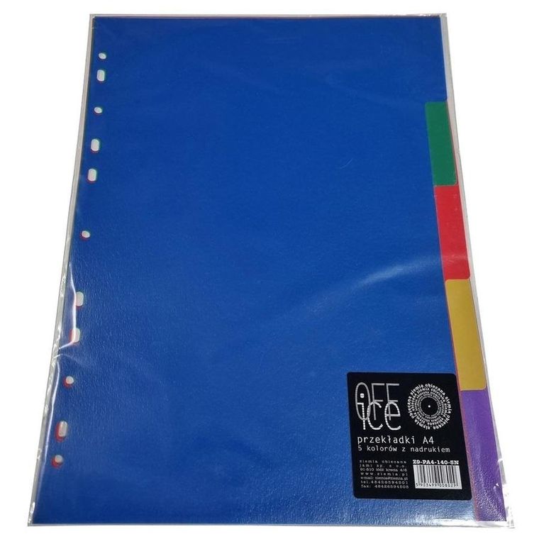 Ziemia Obiecana, przekładki indeksujące do segragatora, A4, PP, z nadrukiem liczb 1-5