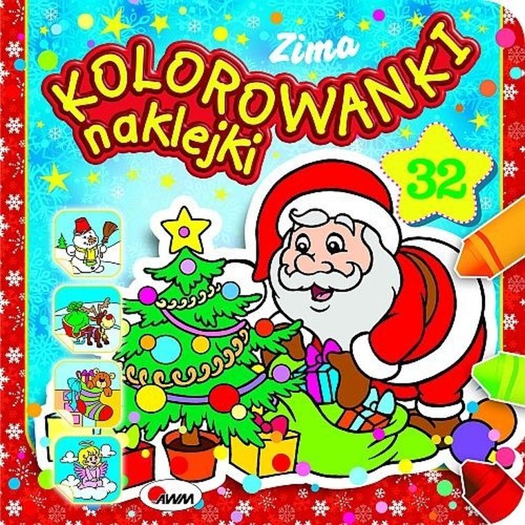Zima. Kolorowanki naklejki