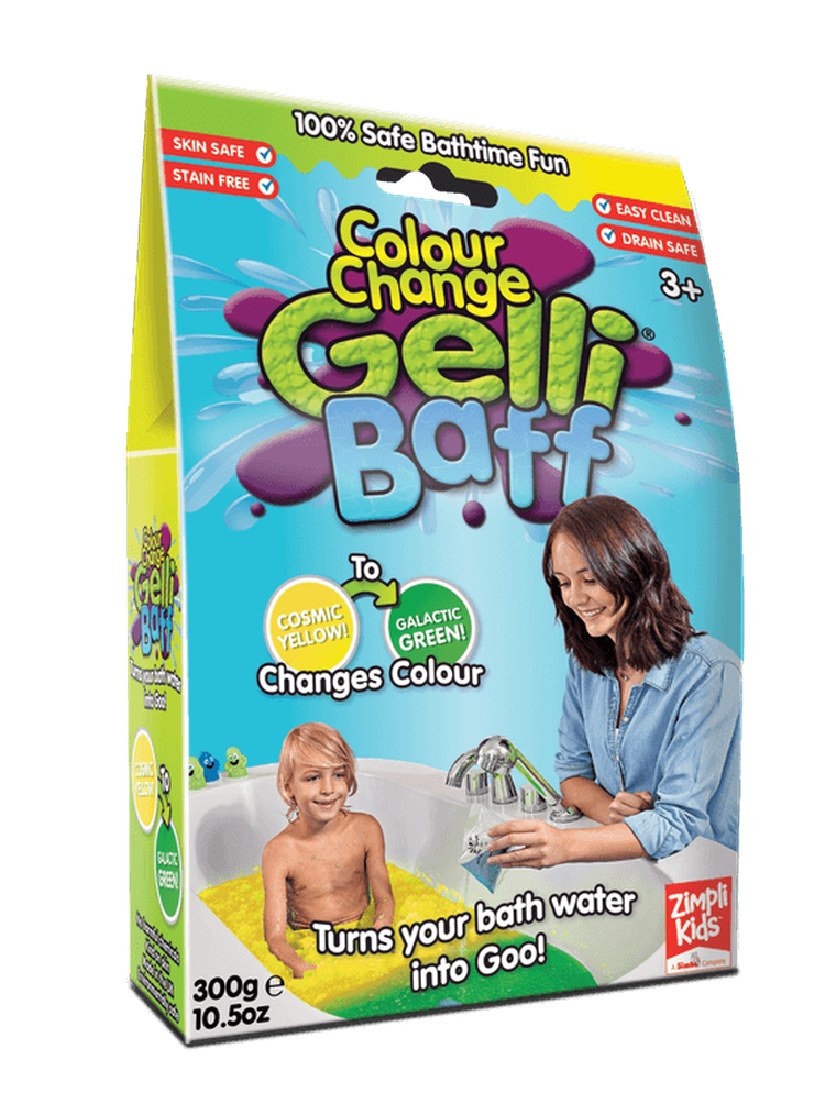 Zimpli, Gelli Baff Colour Change, magiczny proszek do kąpieli, kosmiczny żółty