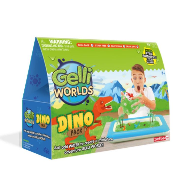 Zimpli Kids, Gelli Worlds Dino Pack, zestaw do tworzenia gelli z figurkami i tacą