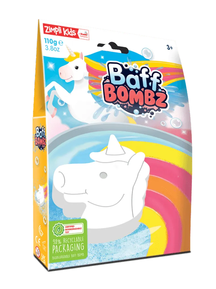 Zimpli, Rainbow Baff Bombz, jednorożec do kąpieli zmieniający kolor wody