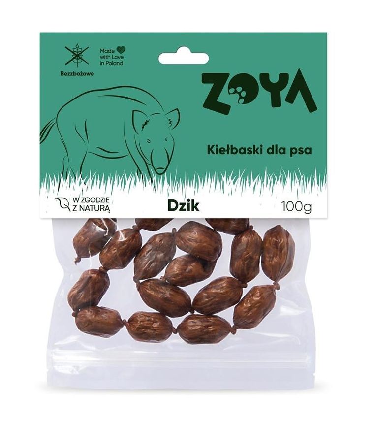 Zoya, Kiełbaski z dzika, przysmak dla psa, 100g