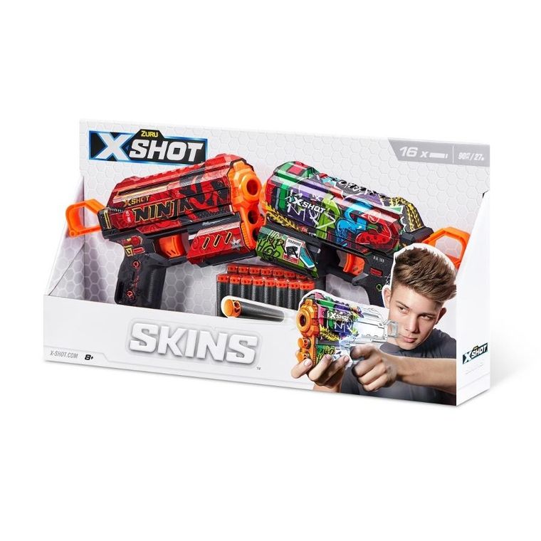 Zuru, X-shot, Skins Flux, zestaw wyrzutni, 16 strzałek
