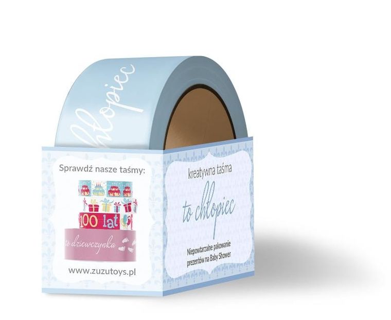 Zuzu Toys, taśma do pakowania prezentów, baby shower, chłopiec