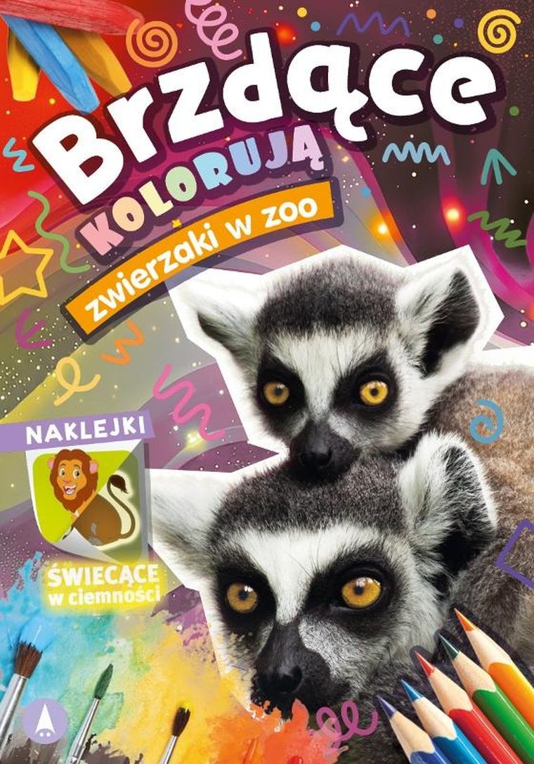 Zwierzaki w zoo. Brzdące kolorują + naklejki świecące w ciemności