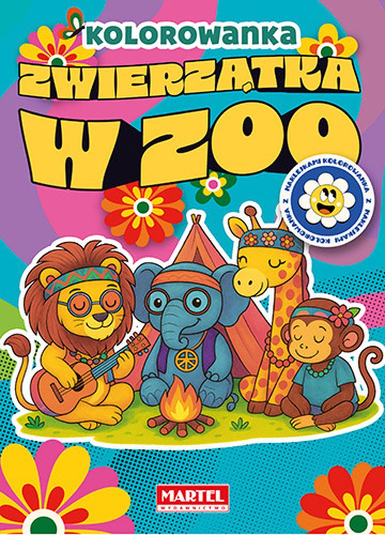 Zwierzątka w zoo. Kolorowanka z naklejkami