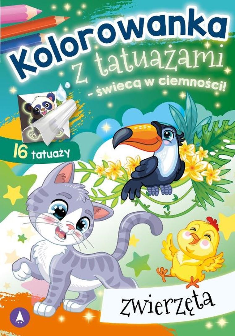 Zwierzęta. Kolorowanka z tatuażami – świecą w ciemności!