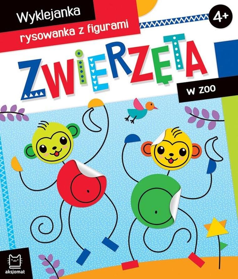 Zwierzęta w zoo. Wyklejanka, rysowanka z figurami