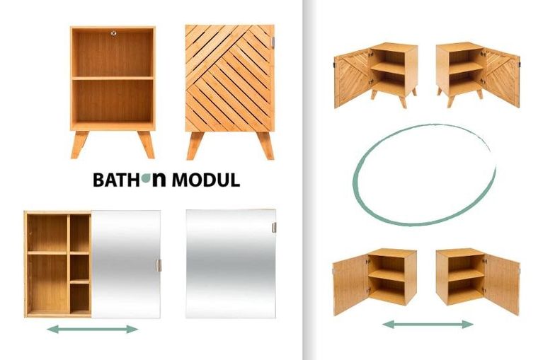 5five Simply Smart, szafka łazienkowa, Bath n'modul, zamykana, bambus, 70 cm