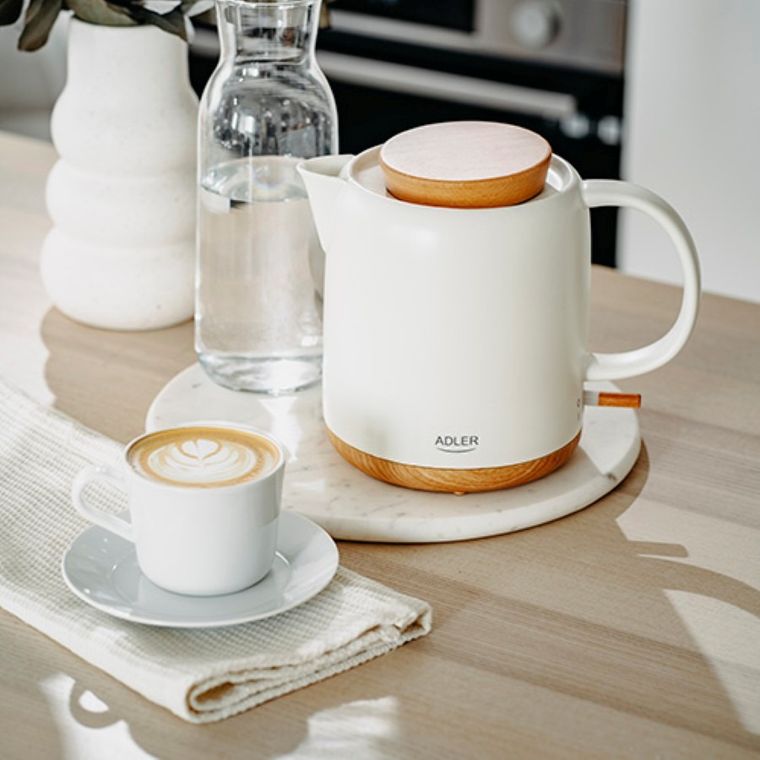 Adler, ceramiczny czajnik elektryczny, biały, 1,0l