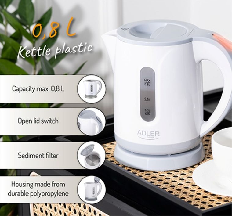 Adler, czajnik plastikowy, 0,8l