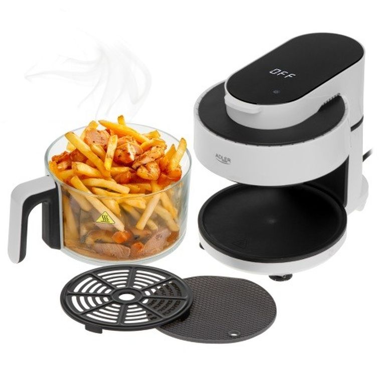 Adler, frytkownica beztłuszczowa ze szklaną misą, airfryer, 3l