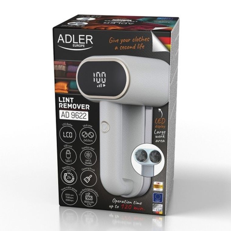 Adler, golarka do tkanin z wyświetlaczem LCD