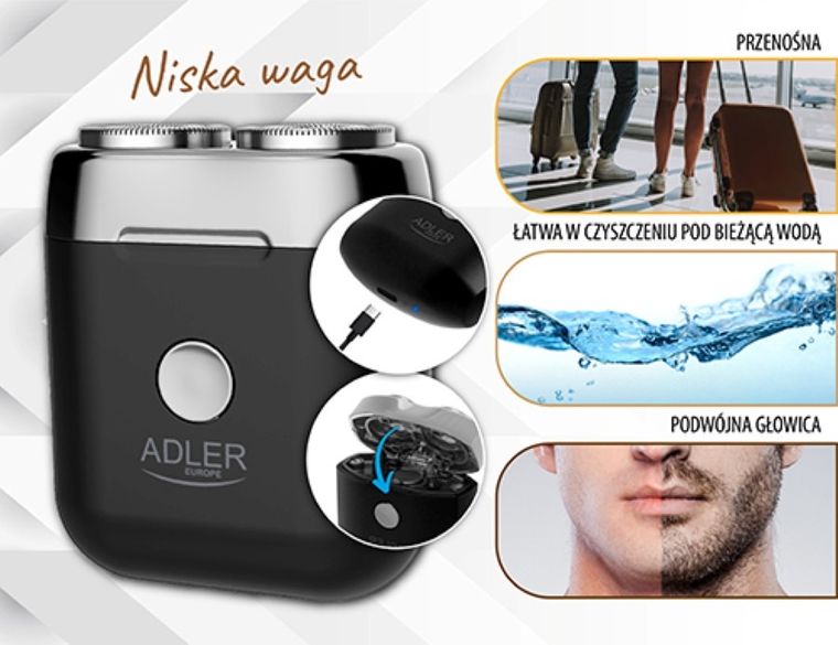 Adler, golarka podróżna USB, AD2936