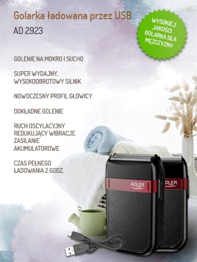 Adler, golarka USB, AD 2923