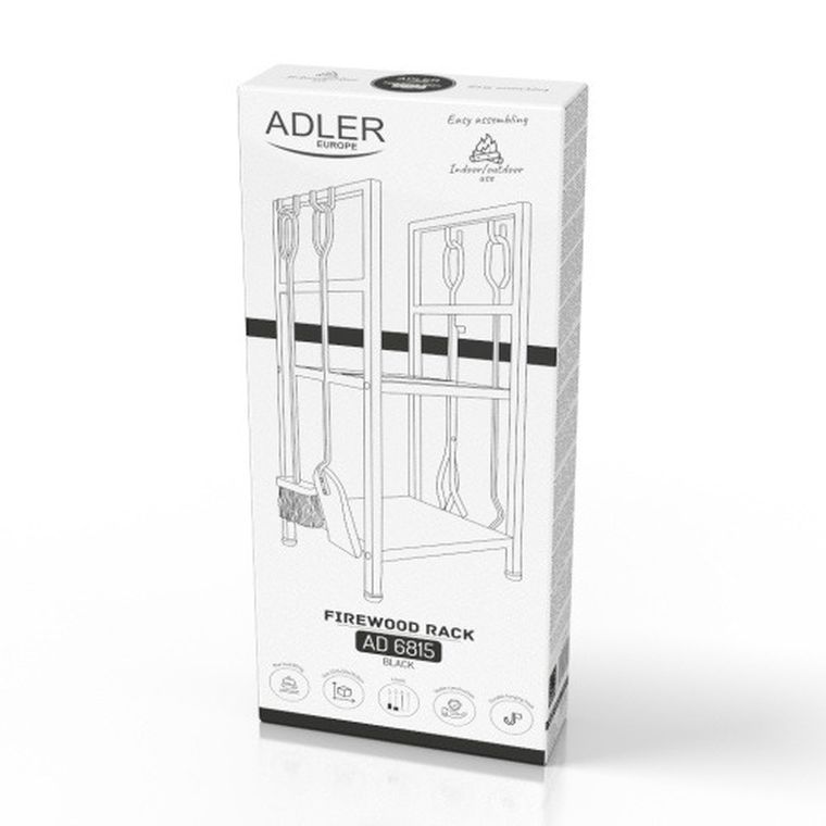 Adler, stojak na drewno kominkowe z zestawem narzędzi