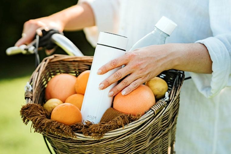 Adler, termos LED, biały, 473 ml