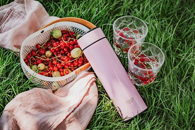 Adler, termos LED, różowy, 473 ml