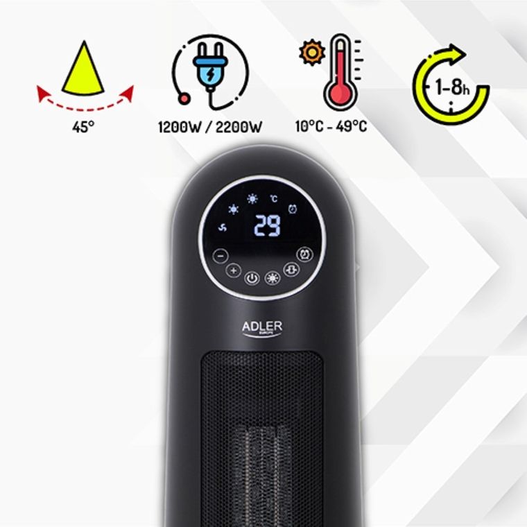 Adler, termowentylator kolumnowy, ceramiczny z pilotem, AD 7731