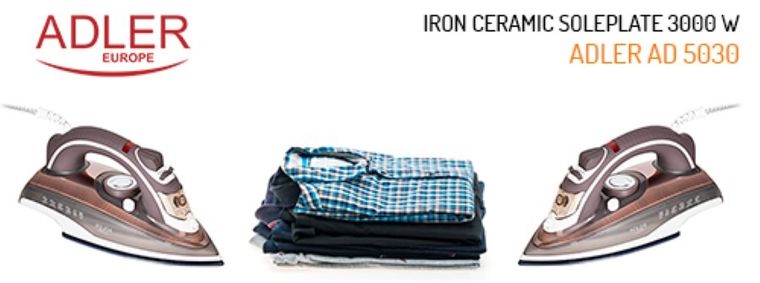 Adler, żelazko ceramiczne AD 5030, 3000W
