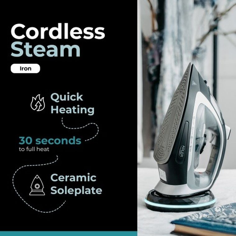 Adler, żelazko parowe, bezprzewodowe