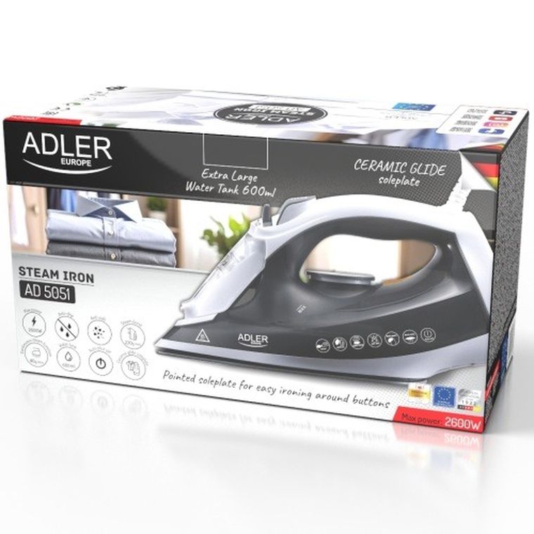 Adler, żelazko parowe z ceramiczna stopą