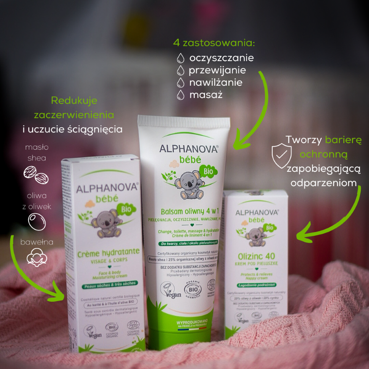Alphanova Bebe, krem na bazie oliwy do twarzy i ciała, 75 ml