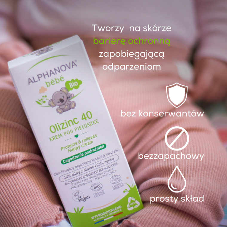 Alphanova Bebe, krem przeciw odparzeniom, Olizinc 40, 50 g