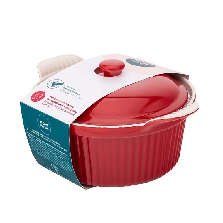 Altom Design, Red Chilli, naczynie ceramiczne do zapiekania z pokrywką, 27,5-22,5-12 cm, 2,2l