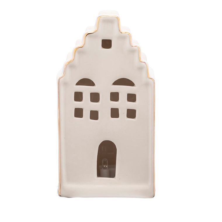 Altom Design, zestaw prezentowy: komplet domków LED ze złotą linią, 3 szt.