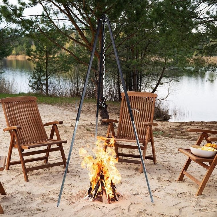 Ambiance, stojak na kociołek, ruszt grillowy, stalowy, regulowany trójnóg, 150 cm