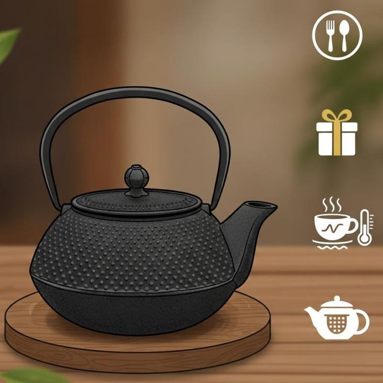 Aromelio, Kumo, czajnik żeliwny z zaparzaczem, 1000 ml