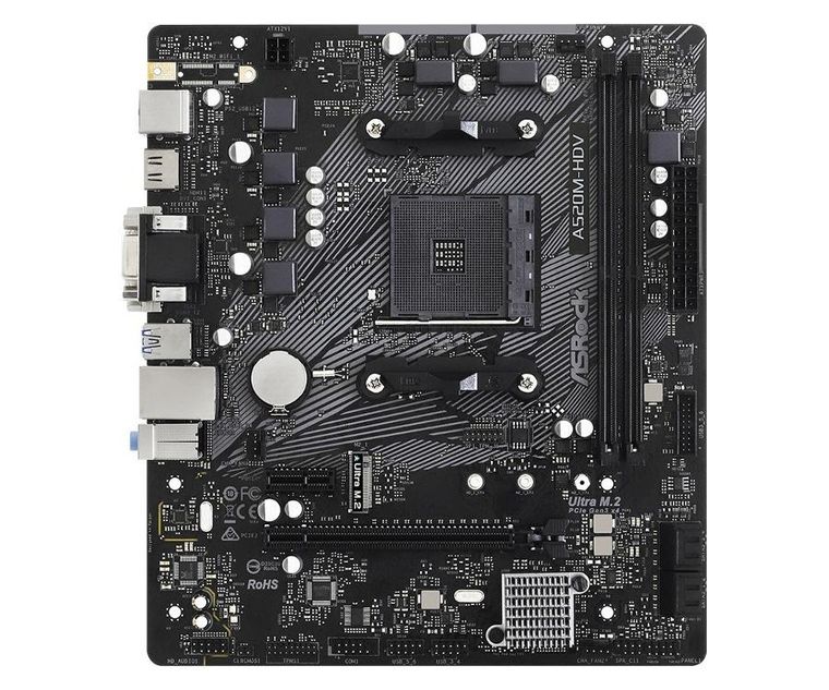 Asrock, płyta główna, A520M-HDV AM4 2DDR4 HDMI/DVI/VGA M.2 mATX