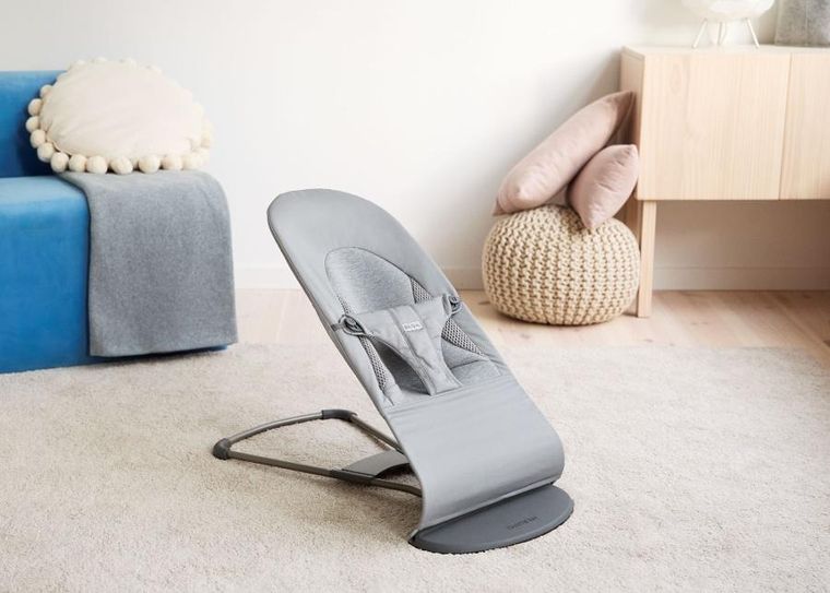 BabyBjörn, Balance Soft Woven, leżaczek, jasny szary