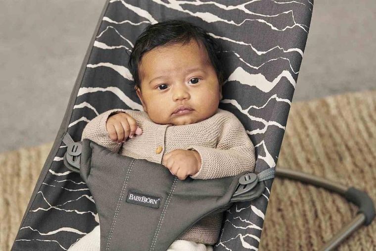 BabyBjörn, Bliss Cotton, leżaczek, antracyt, landscape