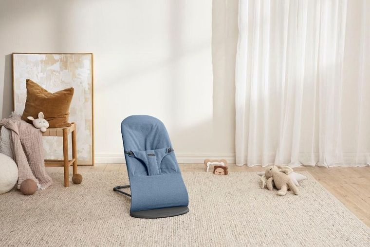 BabyBjörn, Bliss Woven, leżaczek bujaczek, melanżowy niebieski