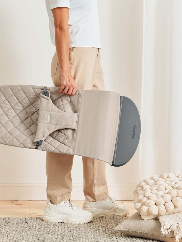 BabyBjörn, Bliss Woven, leżaczek, piaskowo-szary + zabawka Googly Eyes