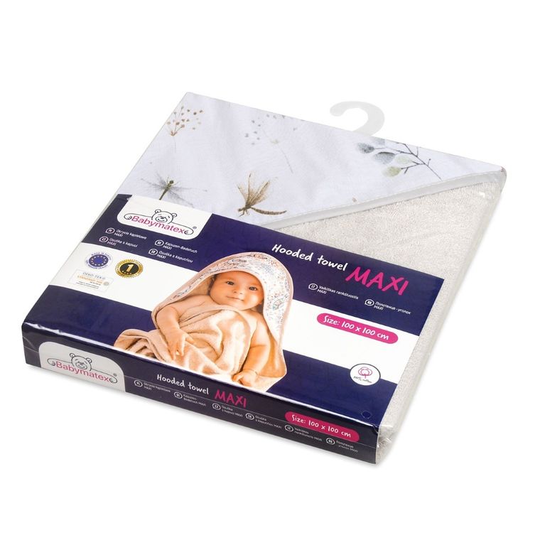 Babymatex, Maxi, niemowlęce okrycie kąpielowe frotte, szare, 100-100 cm